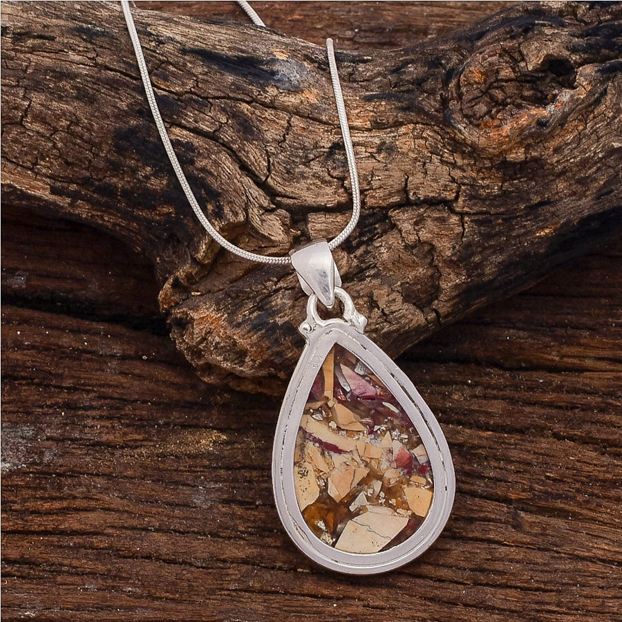 Excellent Brecciated Mookaite Gemstone Silver Pendant Gemstone