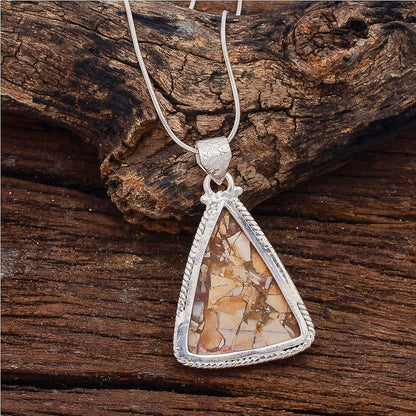 Silver Pendant Brecciated Mookaite Gemstone Pendant Necklace