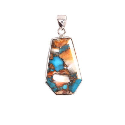 Spiny Oyster Turquoise Gemstone Pendant, 925 Sterling Silver, Oyster Turquoise Pendant, Coffin Pendant, Fashion Jewelry, 35Ct Approx.