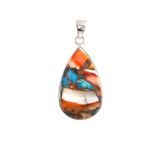 Spiny Oyster Turquoise Gemstone Pendant, 925 Sterling Silver, Oyster Turquoise Pendant, Pear Pendant, Fashion Jewelry, 37.5Ct Approx.