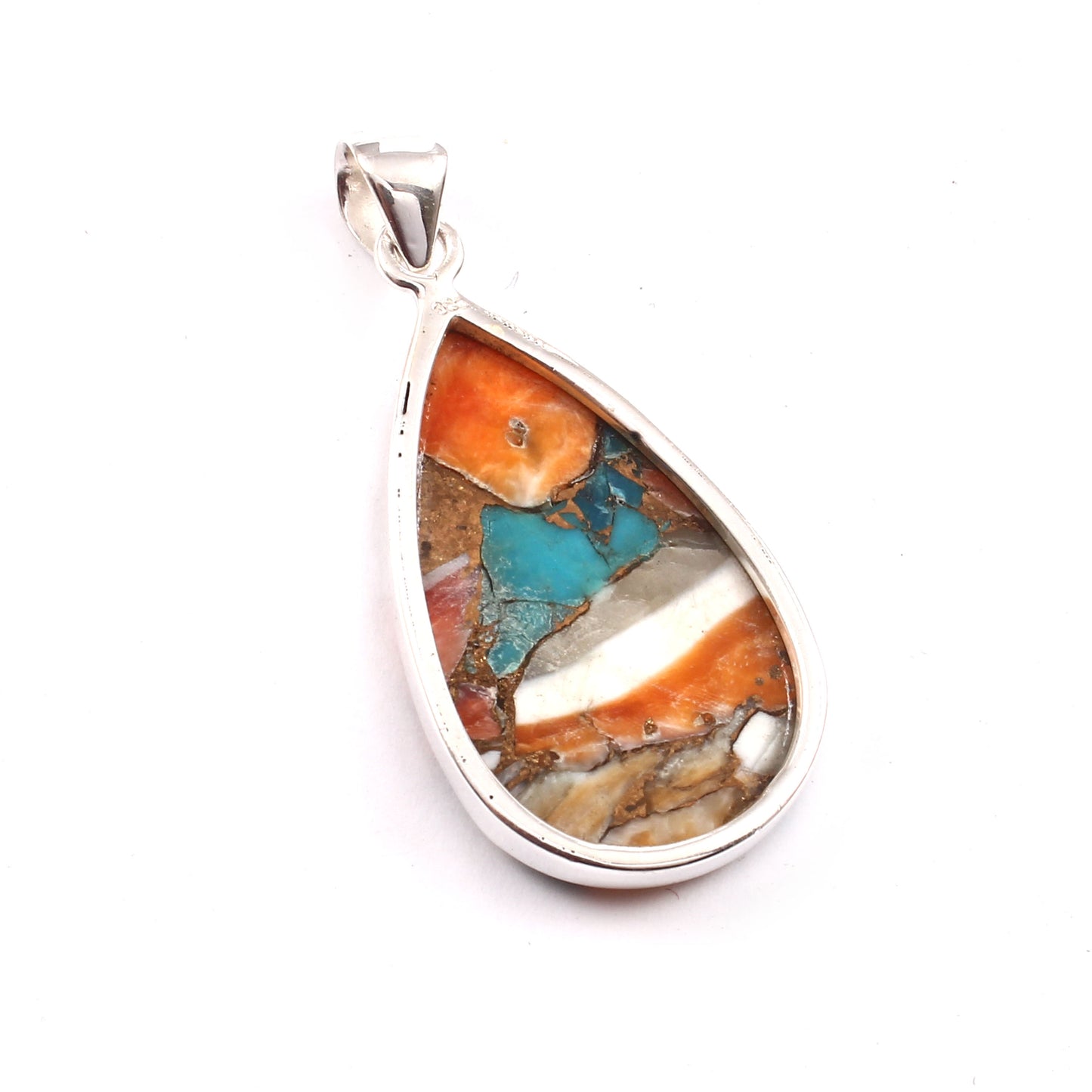 Spiny Oyster Turquoise Gemstone Pendant, 925 Sterling Silver, Oyster Turquoise Pendant, Pear Pendant, Fashion Jewelry, 37.5Ct Approx.