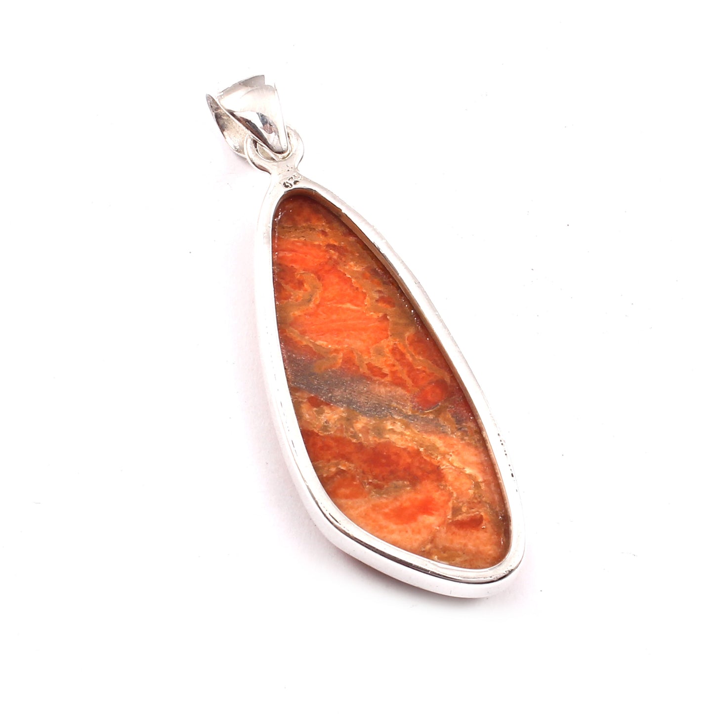 Sponge Coral Gemstone Pendant, 925 Sterling Silver, Orange Mohave Pendant, Fancy Shape Shape Pendant, Fashion Jewelry, 32.5Ct Approx.