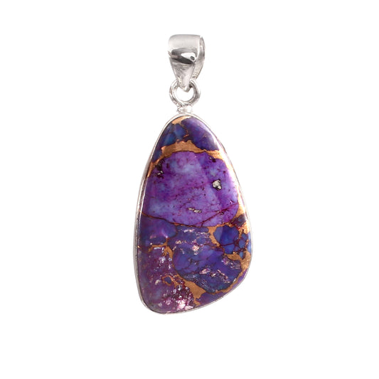 Purple Copper Turquoise Gemstone Pendant, 925 Sterling Silver, Turquoise Pendant, Fancy Shape Pendant, Fashion Jewelry, 32.5Ct Approx.