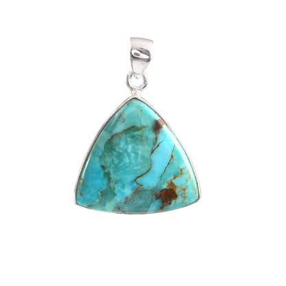 Kingman Blue Turquoise Pendant, 925 Sterling Silver, Blue Mohave Pendant, Trillion Shape Shape Pendant, Fashion Jewelry, 32.5Ct Approx.