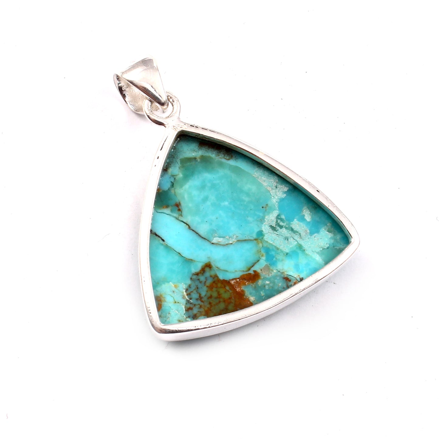 Kingman Blue Turquoise Pendant, 925 Sterling Silver, Blue Mohave Pendant, Trillion Shape Shape Pendant, Fashion Jewelry, 32.5Ct Approx.