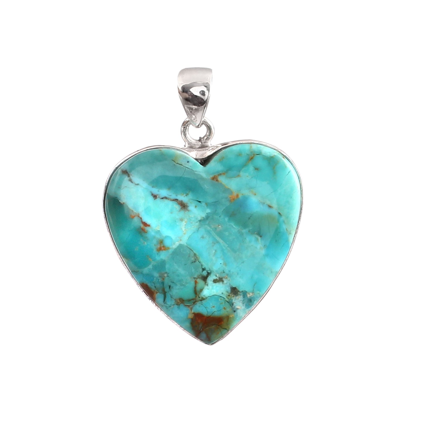 Kingman Blue Turquoise Pendant, 925 Sterling Silver, Blue Mohave Pendant, Heart Pendant, Fashion Jewelry, 35Ct Approx.