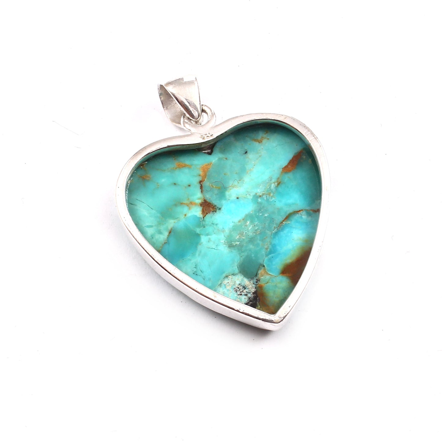 Kingman Blue Turquoise Pendant, 925 Sterling Silver, Blue Mohave Pendant, Heart Pendant, Fashion Jewelry, 35Ct Approx.