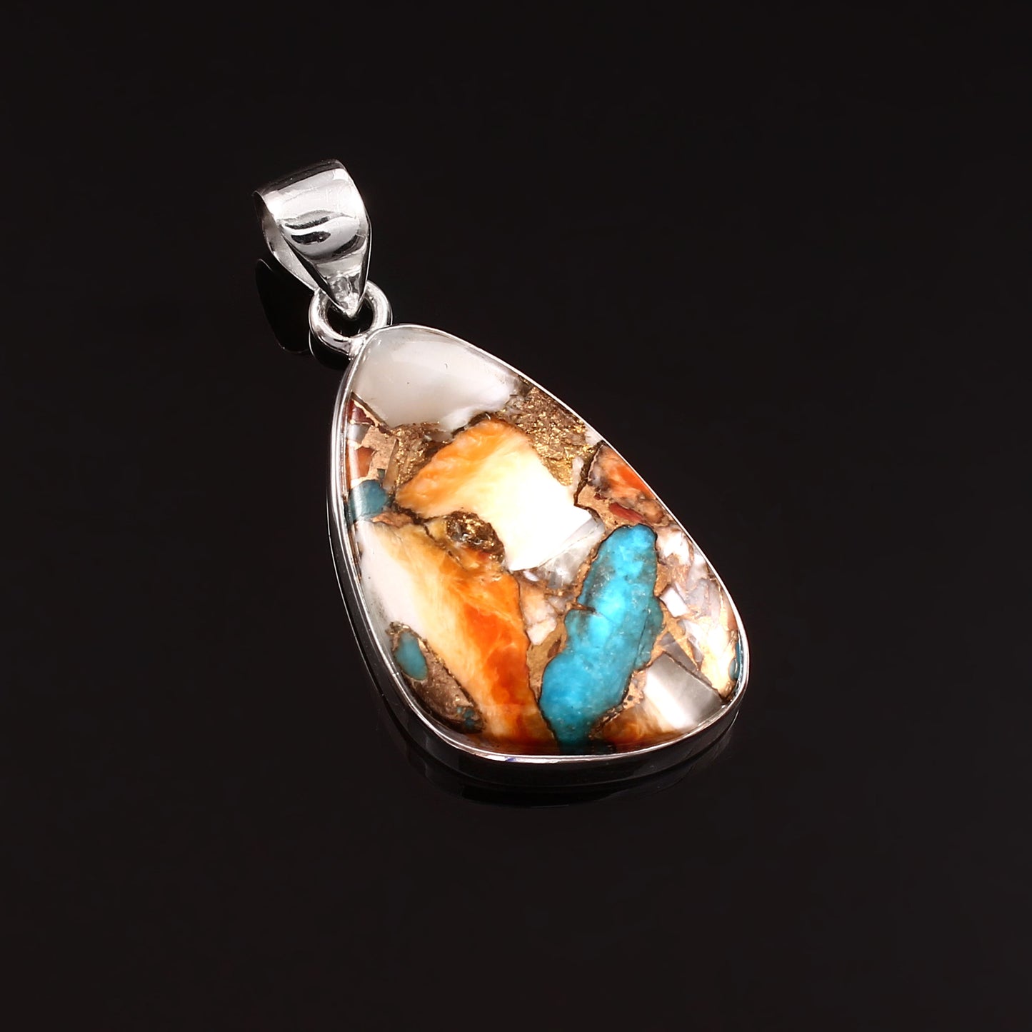 Spiny Oyster Turquoise Gemstone Pendant, 925 Sterling Silver, Oyster Turquoise Pendant, Fancy Pendant, Fashion Jewelry, 32.5Ct Approx.