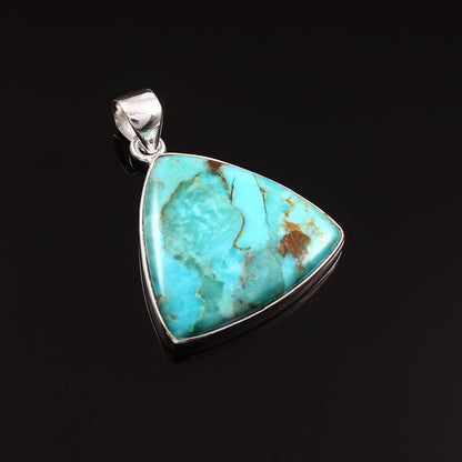 Kingman Blue Turquoise Pendant, 925 Sterling Silver, Blue Mohave Pendant, Trillion Shape Shape Pendant, Fashion Jewelry, 32.5Ct Approx.