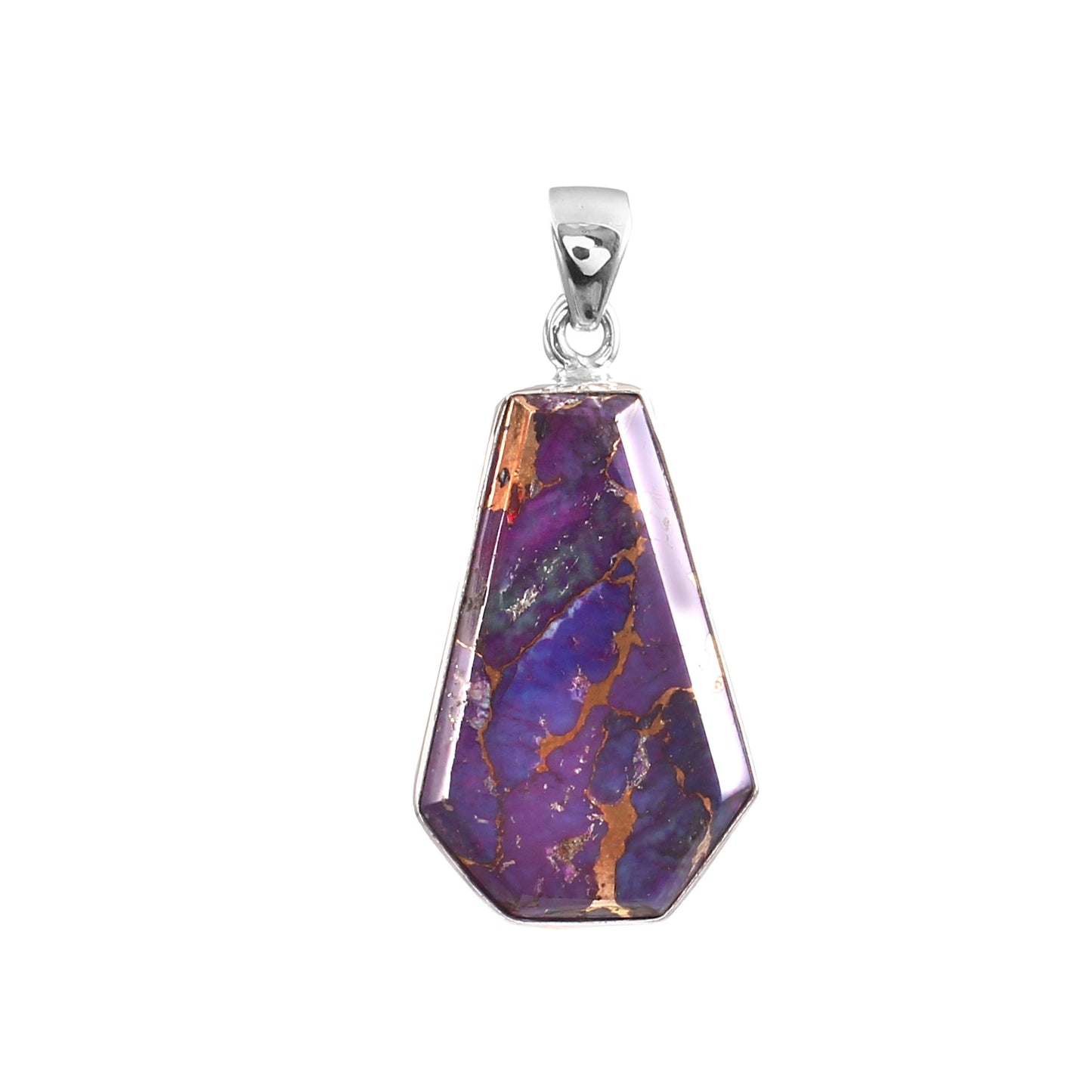 Purple Copper Turquoise Gemstone Pendant, 925 Sterling Silver, Turquoise Pendant, Coffin Pendant, Fashion Jewelry, 35Ct Approx.