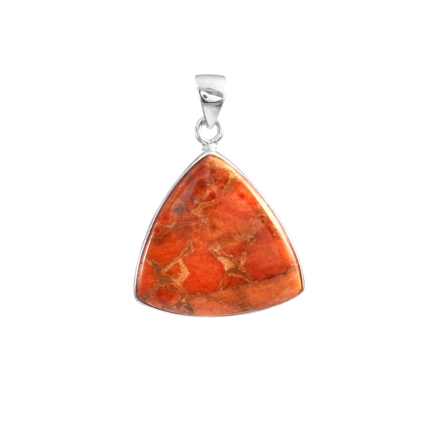 Sponge Coral Gemstone Pendant, 925 Sterling Silver, Orange Mohave Pendant, Trillion Shape Shape Pendant, Fashion Jewelry, 32.5Ct Approx.