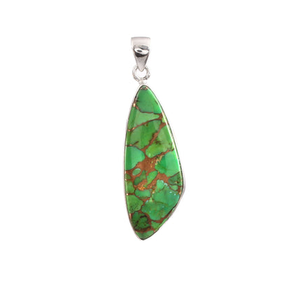 Green Copper Turquoise Gemstone Pendant, 925 Sterling Silver, Turquoise Pendant, Fancy Shape Pendant, Fashion Jewelry, 32.5Ct Approx.