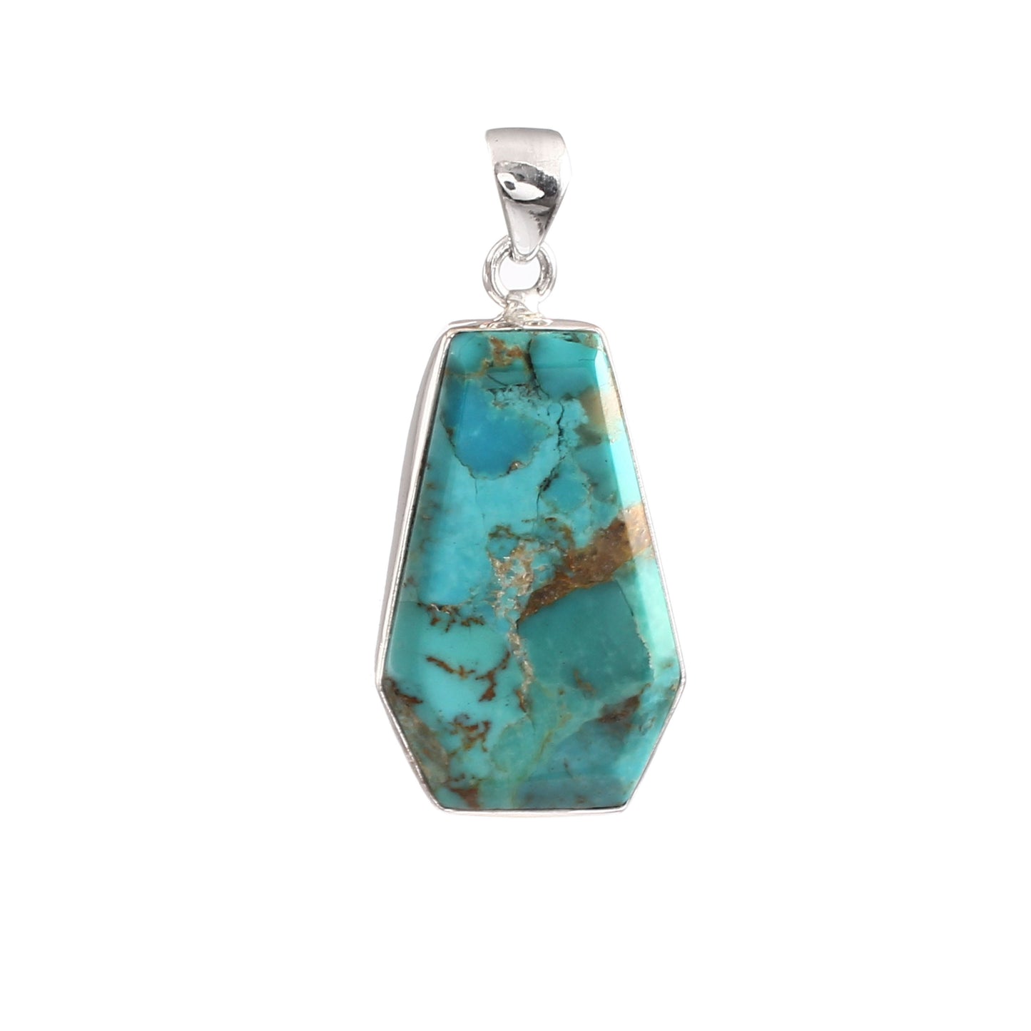 Kingman Blue Turquoise Pendant, 925 Sterling Silver, Blue Mohave Pendant, Coffin Pendant, Fashion Jewelry, 35Ct Approx.