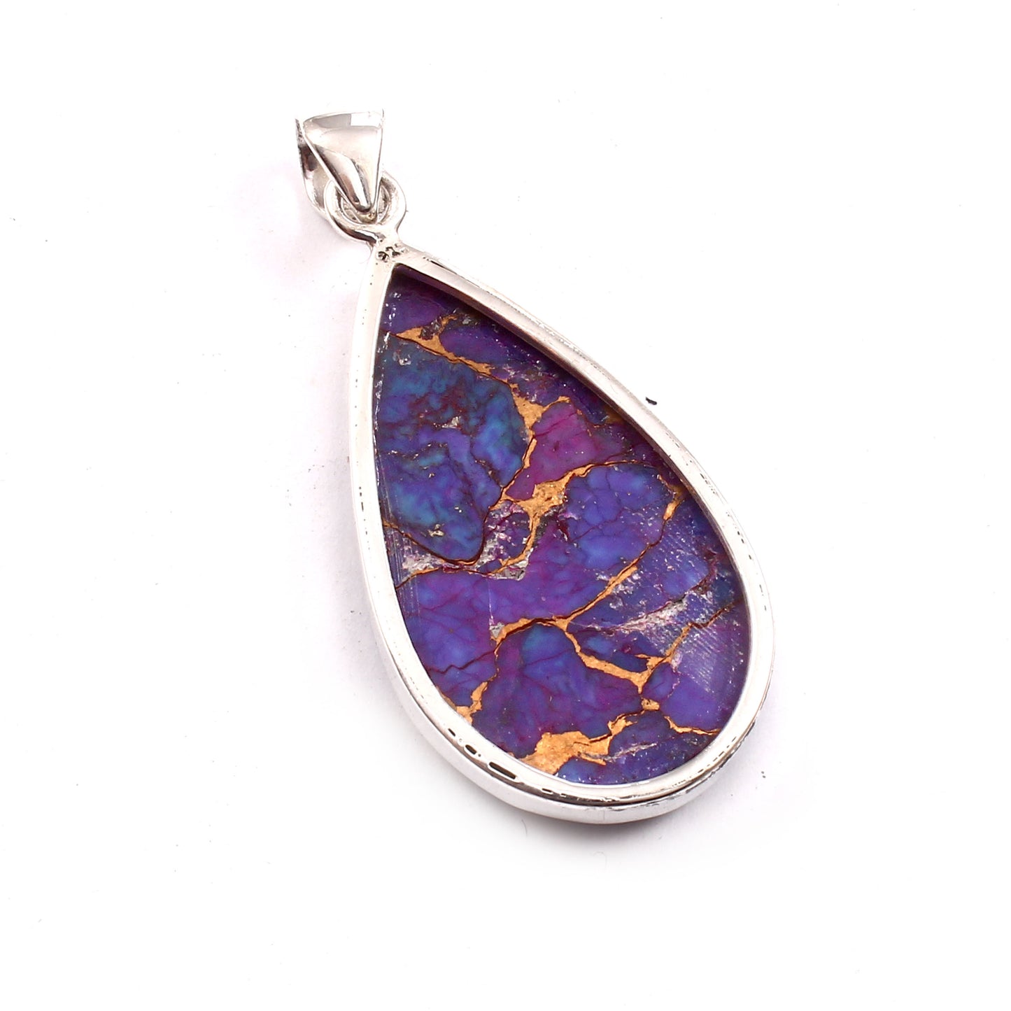 Purple Copper Turquoise Gemstone Pendant, 925 Sterling Silver, Turquoise Pendant, Pear Shape Pendant, Fashion Jewelry, 37.5Ct Approx.