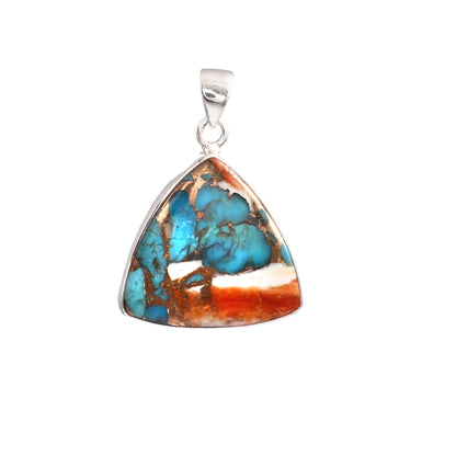 Spiny Oyster Turquoise Gemstone Pendant, 925 Sterling Silver, Oyster Turquoise Pendant, Trillion Pendant, Fashion Jewelry, 32.5Ct Approx.