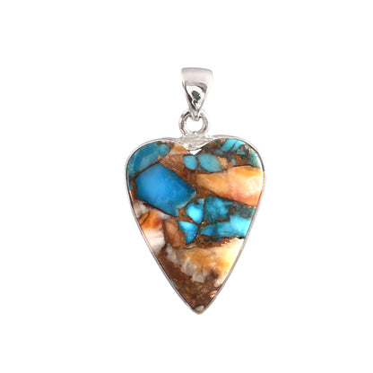 Spiny Oyster Turquoise Gemstone Pendant, 925 Sterling Silver, Oyster Turquoise Pendant, Heart Pendant, Fashion Jewelry, 27.5Ct Approx.