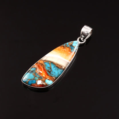 Spiny Oyster Turquoise Gemstone Pendant, 925 Sterling Silver, Oyster Turquoise Pendant, Fancy Pendant, Fashion Jewelry, 32.5Ct Approx.