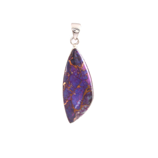 Purple Copper Turquoise Gemstone Pendant, 925 Sterling Silver, Turquoise Pendant, Fancy Shape Pendant, Fashion Jewelry, 32.5Ct Approx.