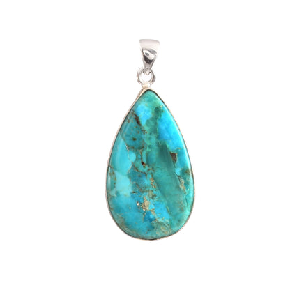 Kingman Blue Turquoise Pendant, 925 Sterling Silver, Blue Mohave Pendant, Pear Shape Shape Pendant, Fashion Jewelry, 37.5Ct Approx.