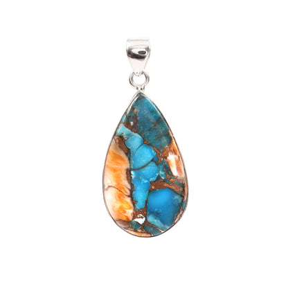 Spiny Oyster Turquoise Gemstone Pendant, 925 Sterling Silver, Oyster Turquoise Pendant, Pear Pendant, Fashion Jewelry, 27.5Ct Approx.