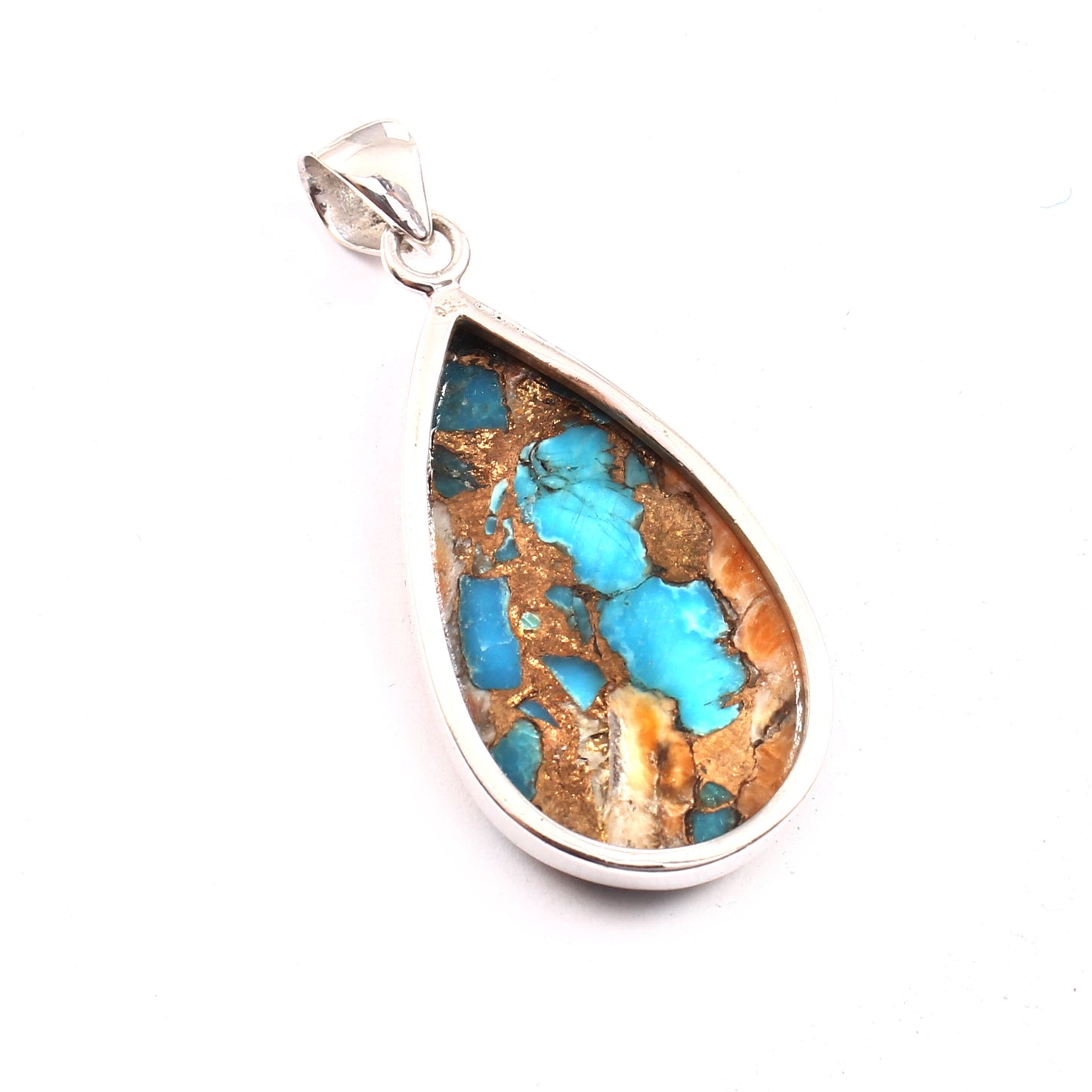 Spiny Oyster Turquoise Gemstone Pendant, 925 Sterling Silver, Oyster Turquoise Pendant, Pear Pendant, Fashion Jewelry, 27.5Ct Approx.