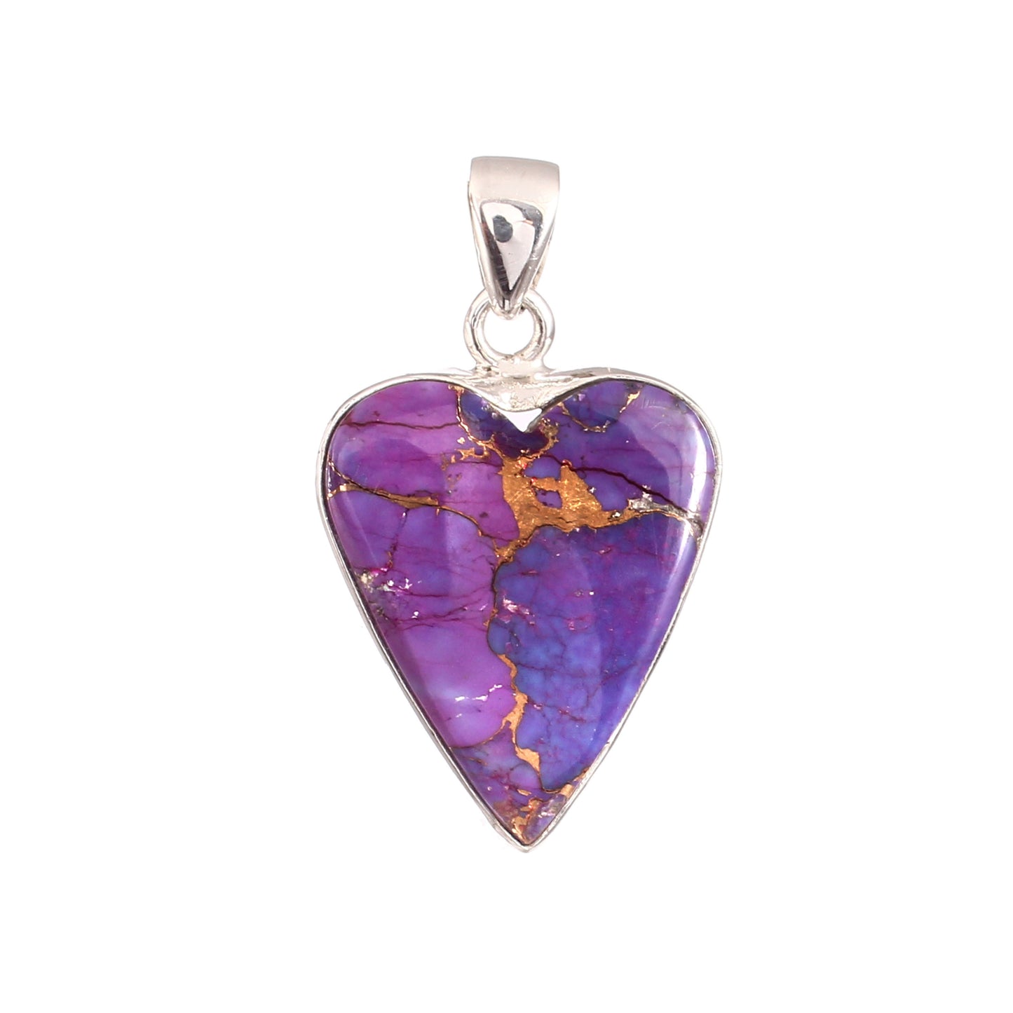 Purple Copper Turquoise Gemstone Pendant, 925 Sterling Silver, Turquoise Pendant, Heart Pendant, Fashion Jewelry, 27.5Ct Approx.