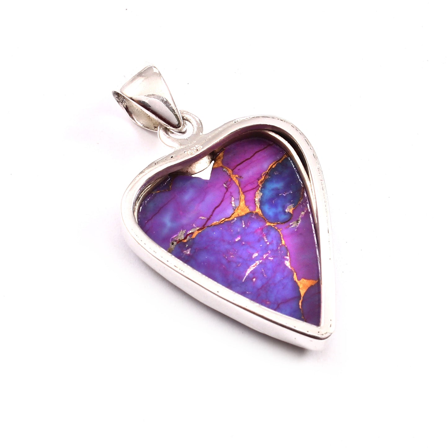 Purple Copper Turquoise Gemstone Pendant, 925 Sterling Silver, Turquoise Pendant, Heart Pendant, Fashion Jewelry, 27.5Ct Approx.