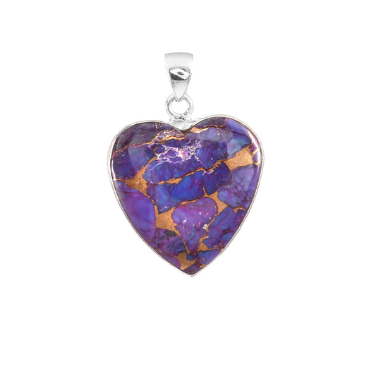 Purple Copper Turquoise Gemstone Pendant, 925 Sterling Silver, Turquoise Pendant, Heart Pendant, Fashion Jewelry, 35Ct Approx.