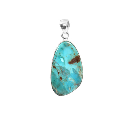 Kingman Blue Turquoise Pendant, 925 Sterling Silver, Blue Mohave Pendant, Trillion Shape Shape Pendant, Fashion Jewelry, 32.5Ct Approx.