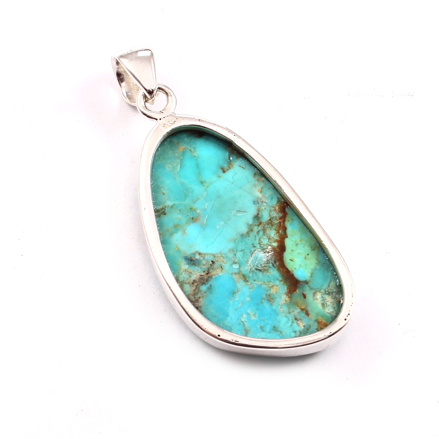 Kingman Blue Turquoise Pendant, 925 Sterling Silver, Blue Mohave Pendant, Trillion Shape Shape Pendant, Fashion Jewelry, 32.5Ct Approx.