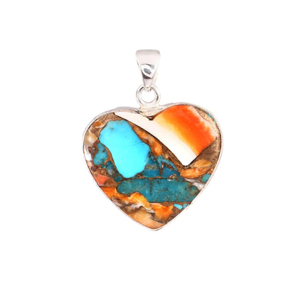 Spiny Oyster Turquoise Gemstone Pendant, 925 Sterling Silver, Oyster Turquoise Pendant, Heart Pendant, Fashion Jewelry, 35Ct Approx.