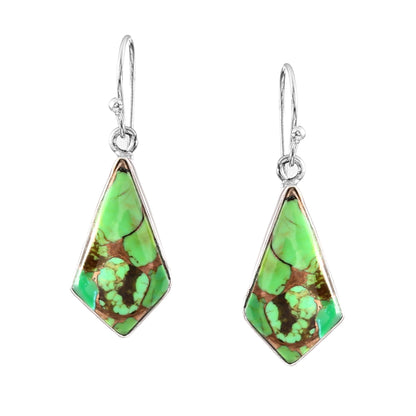 Green Copper Turquoise Earring | 925 Sterling Silver Earring