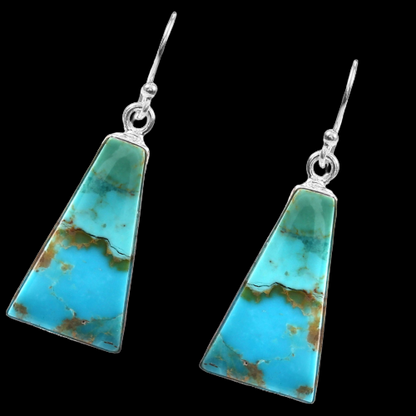 Kingman Turquoise Earring, 925 Sterling Silver, Blue Mohave Earring, Turquoise Trapezoid Shape Earring, Fashion Earring, 32.5 Ct Approx.