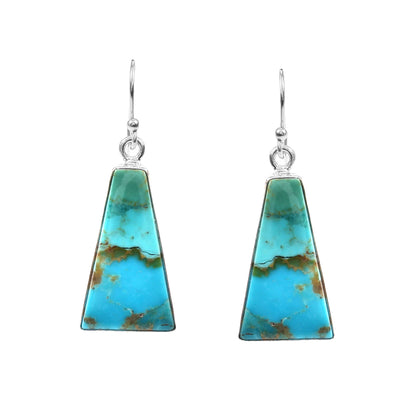 Kingman Turquoise Earring, 925 Sterling Silver, Blue Mohave Earring, Turquoise Trapezoid Shape Earring, Fashion Earring, 32.5 Ct Approx.