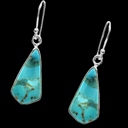 Kingman Turquoise Earring, 925 Sterling Silver, Blue Mohave Earring, American Turquoise Kite Shape Earring, Gemstone Earring, 25 Ct Approx.