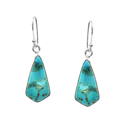 Kingman Turquoise Earring, 925 Sterling Silver, Blue Mohave Earring, American Turquoise Kite Shape Earring, Gemstone Earring, 25 Ct Approx.