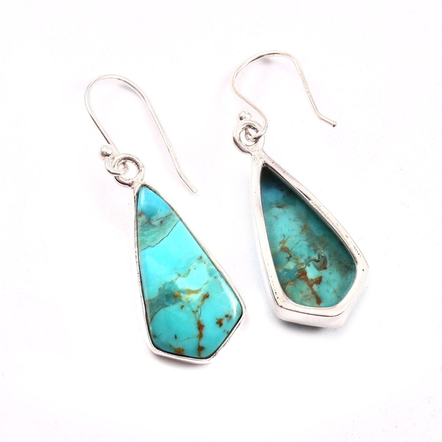 Kingman Turquoise Earring, 925 Sterling Silver, Blue Mohave Earring, American Turquoise Kite Shape Earring, Gemstone Earring, 25 Ct Approx.