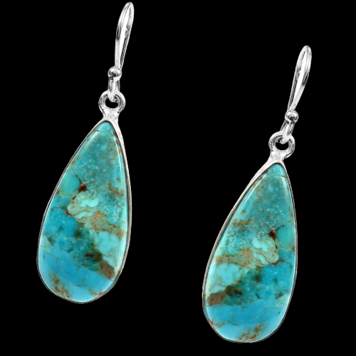 Kingman Turquoise Earring, 925 Sterling Silver, Blue Mohave Earring, American Turquoise Pear Shape Earring, Gemstone Earring, 35Ct Approx.