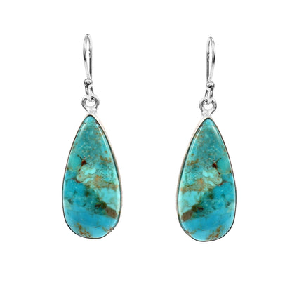 Kingman Turquoise Earring, 925 Sterling Silver, Blue Mohave Earring, American Turquoise Pear Shape Earring, Gemstone Earring, 35Ct Approx.