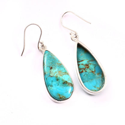 Kingman Turquoise Earring, 925 Sterling Silver, Blue Mohave Earring, American Turquoise Pear Shape Earring, Gemstone Earring, 35Ct Approx.