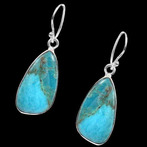 Kingman Turquoise Earring, 925 Sterling Silver, Blue Mohave Earring, American Turquoise Fancy Shape Earring, Gemstone Earring 27.5Ct Approx.