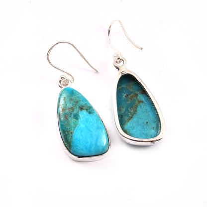 Kingman Turquoise Earring, 925 Sterling Silver, Blue Mohave Earring, American Turquoise Fancy Shape Earring, Gemstone Earring 27.5Ct Approx.