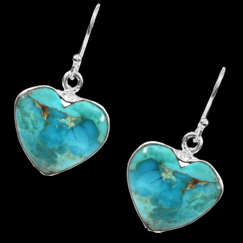 Kingman Turquoise Earring, 925 Sterling Silver, Blue Mohave Earring, Turquoise Heart Shape Earring, Gemstone Earring, 32.5Ct Approx.