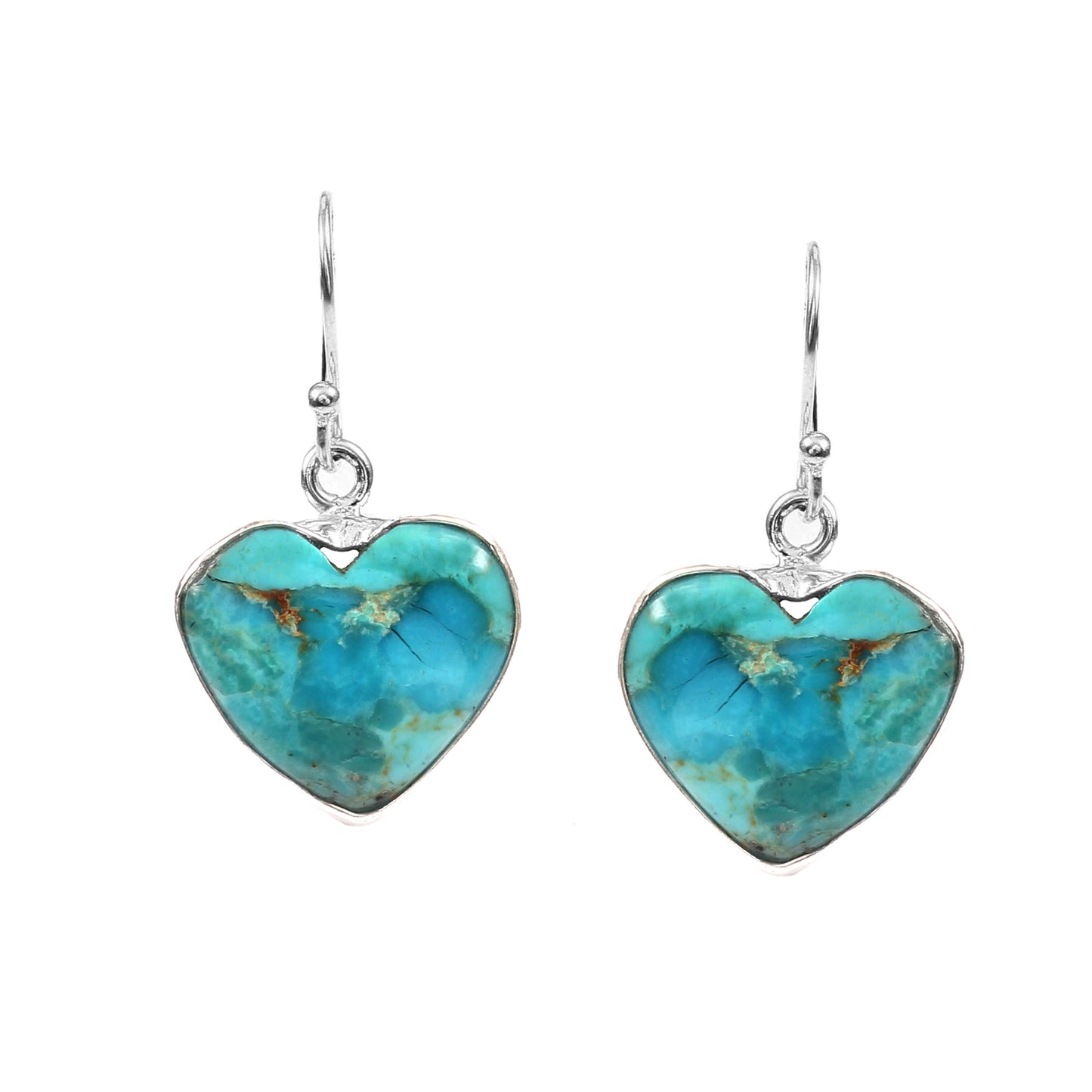 Kingman Turquoise Earring, 925 Sterling Silver, Blue Mohave Earring, Turquoise Heart Shape Earring, Gemstone Earring, 32.5Ct Approx.