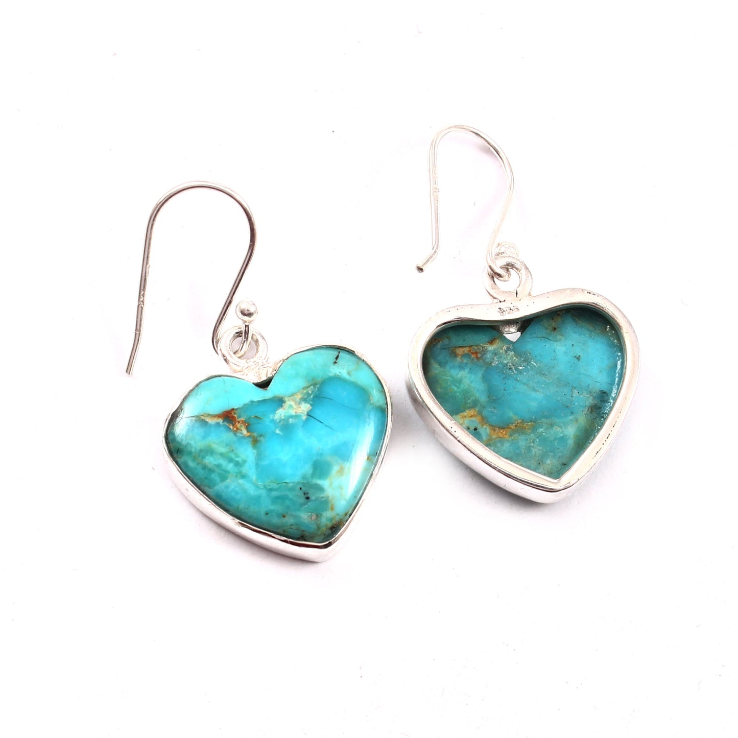 Kingman Turquoise Earring, 925 Sterling Silver, Blue Mohave Earring, Turquoise Heart Shape Earring, Gemstone Earring, 32.5Ct Approx.