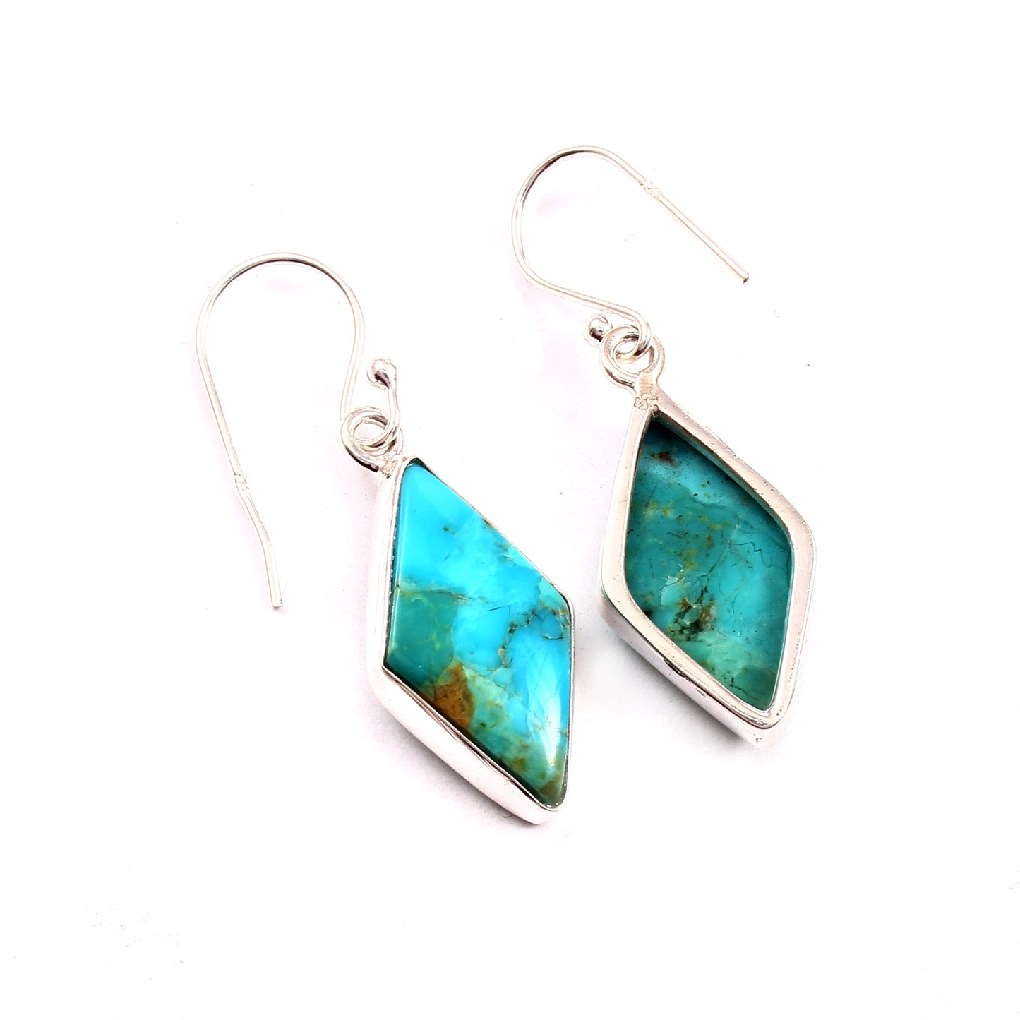 Kingman Turquoise Earring, 925 Sterling Silver, Blue Mohave Earring, Turquoise Diamond Shape Earring, Gemstone Earring, 27.5Ct Approx