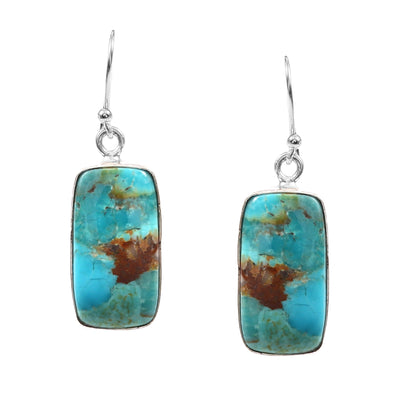 Kingman Turquoise Earring, 925 Sterling Silver, Blue Mohave Earring, Turquoise Baguette Shape Earring, Gemstone Earring, 32.5Ct Approx.