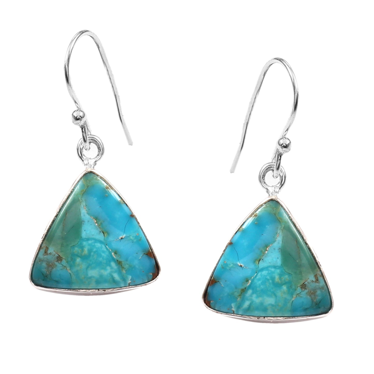 Kingman Turquoise Earring, 925 Sterling Silver, Blue Mohave Earring, Turquoise Trillion Shape Earring, Gemstone Earring, 25Ct Approx.