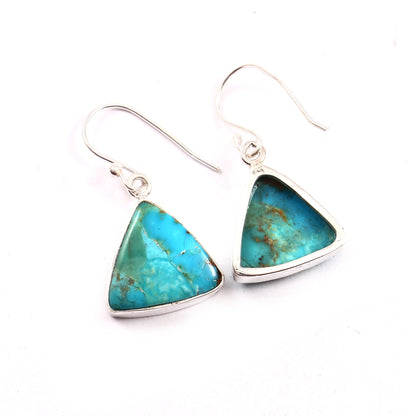 Kingman Turquoise Earring, 925 Sterling Silver, Blue Mohave Earring, Turquoise Trillion Shape Earring, Gemstone Earring, 25Ct Approx.