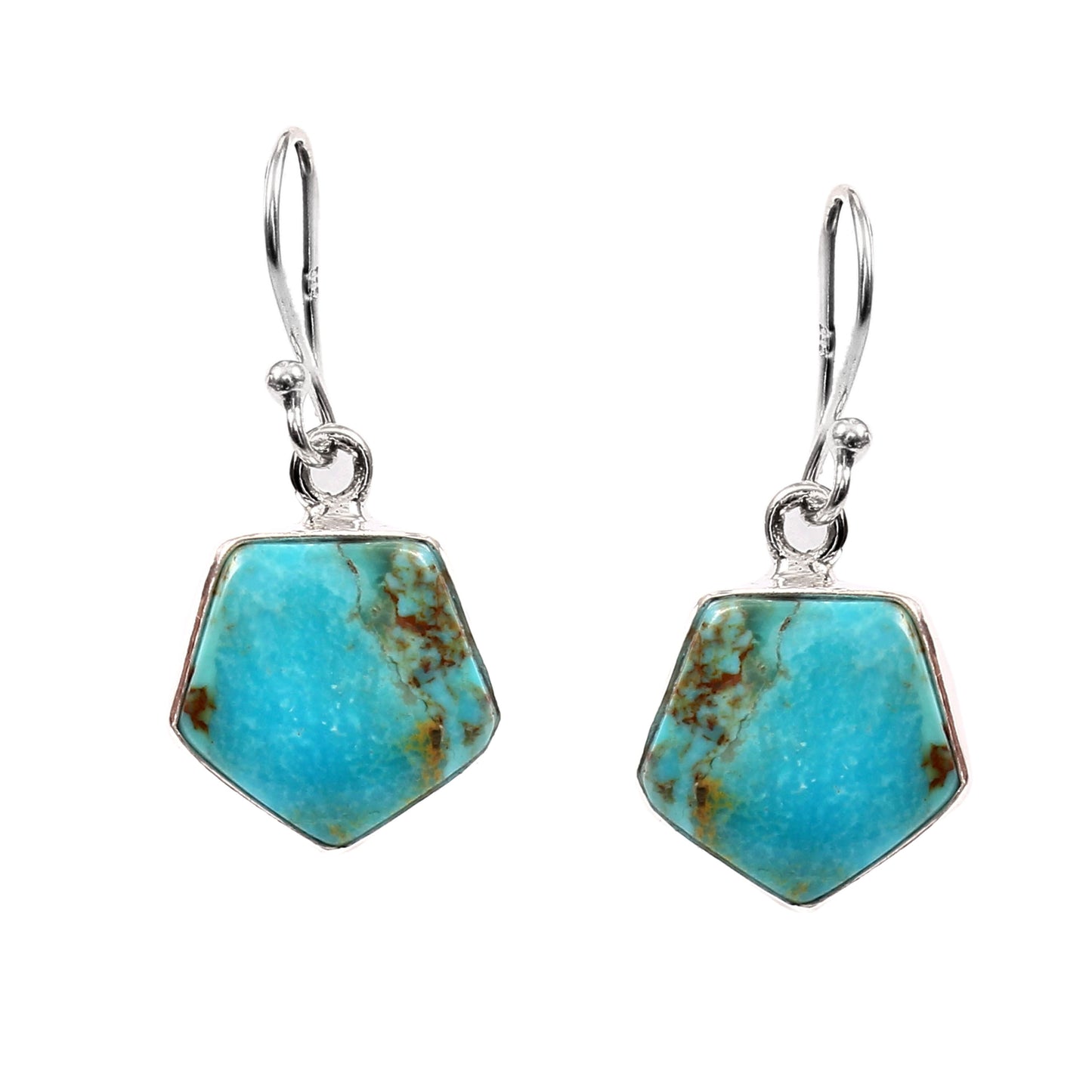 Kingman Turquoise Earring, 925 Sterling Silver, Blue Mohave Earring, Turquoise Octagon Shape Earring, Gemstone Earring, 27.5Ct Approx.